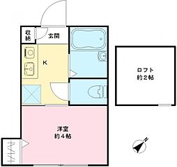 ハウス青木 ワンルームの間取図画像