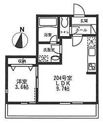 ラシーネ奥沢 1LDKの間取図画像