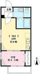 サクラーレ大森西 1LDKの間取図画像