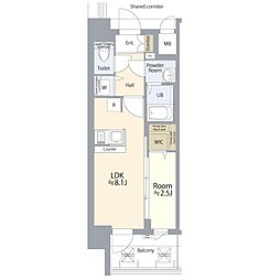 エスリード ザ・レガリア新栄ALTAIER 1LDKの間取図画像