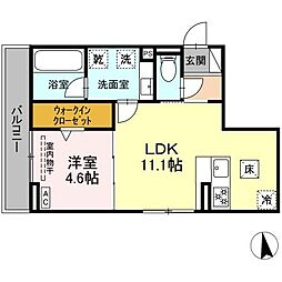 名古屋市千種区内山2丁目アパート 1LDKの間取図画像