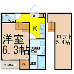 プティヴェナール 1SKの間取図画像