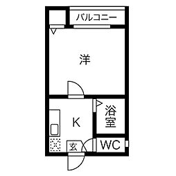 Kspace東別院 1Kの間取図画像