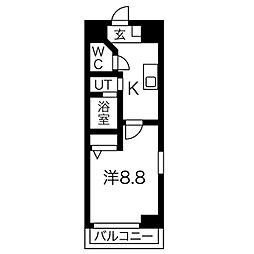 サンパティーク東片端 1Kの間取図画像