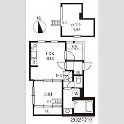 ハーモニーテラス植田西 1SLDKの間取図画像