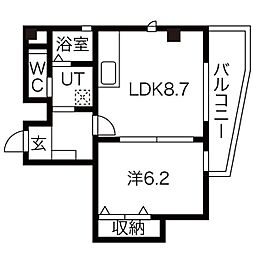 THERESIDENCEIMAIKENORTH 1LDKの間取図画像