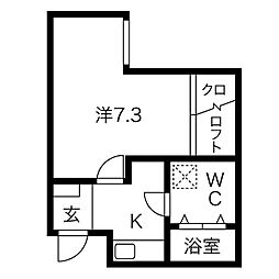 インフィニティ今池 1Kの間取図画像