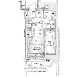 プレサンスロジェ大須白川公園 1LDKの間取図画像