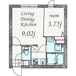 quadorKAWANA 1LDKの間取図画像