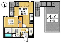 GRANDTIC塩釜口 1LDKの間取図画像