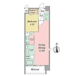 RESIDIA白壁 1LDKの間取図画像