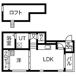 ハーモニーテラスカーバンクル 1SLDKの間取図画像