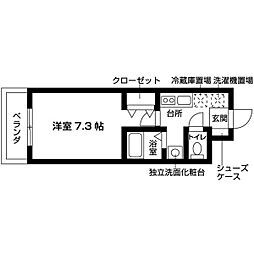 ル・レーヴ向山2 1Kの間取図画像