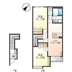 プリオール椿 2LDKの間取図画像