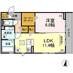 シリウス 1LDKの間取図画像