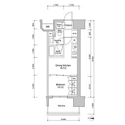 ザ・パークハビオ新栄 1DKの間取図画像