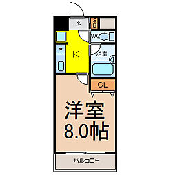覚王山エクセル 1Kの間取図画像