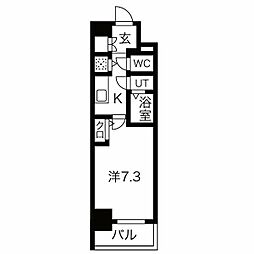 エスリード上前津テルツェ 1Kの間取図画像