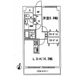 キャッスル・メイ植田 1LDKの間取図画像