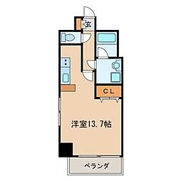 スカイゲート主税町 ワンルームの間取図画像