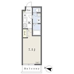 ルシエル吹上 1Kの間取図画像