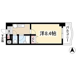 現代ハウス新栄 1Kの間取図画像