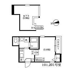ハーモニーテラス黒門町 1Kの間取図画像