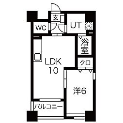 リュミアン堀田テラス 1LDKの間取図画像