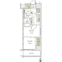 ザ・パークハビオ名古屋松原 2Kの間取図画像