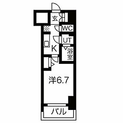 メイクス鶴舞2 1Kの間取図画像