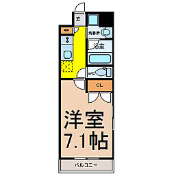 アールズタワー池下西 1Kの間取図画像