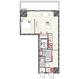 BSRESIDENCESAKAE 1Kの間取図画像