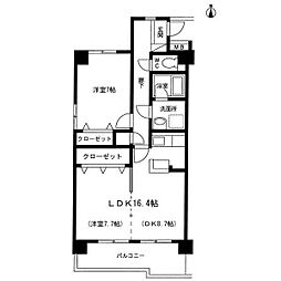 キャッスル・メイ植田 1LDKの間取図画像