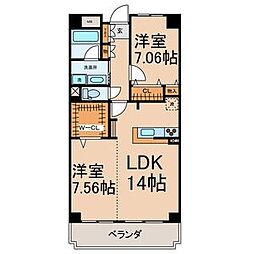 プリマベーラ 2LDKの間取図画像