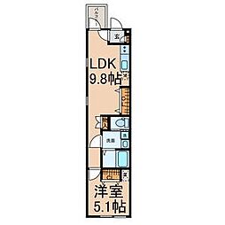 ソリッド瑞穂通 1LDKの間取図画像
