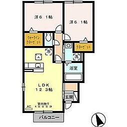 エステート上野 2LDKの間取図画像