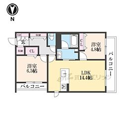 サニーサイドリュクス 2LDKの間取図画像