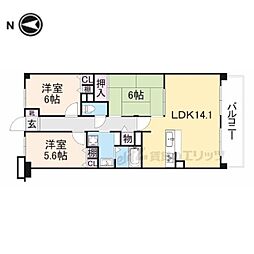 ルモン奈良大森 2LDKの間取図画像