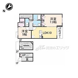 グランツ 2LDKの間取図画像
