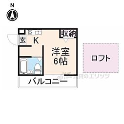 シティパレス奈良町パート2 1Kの間取図画像