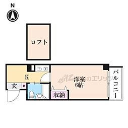 シティパレスやすらぎの道パート5 1Kの間取図画像