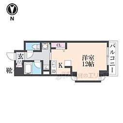 フレアコート奈良 ワンルームの間取図画像