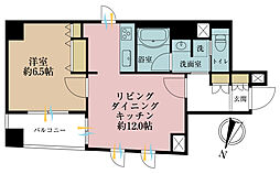 スカイコート蔵前 1LDKの間取図画像