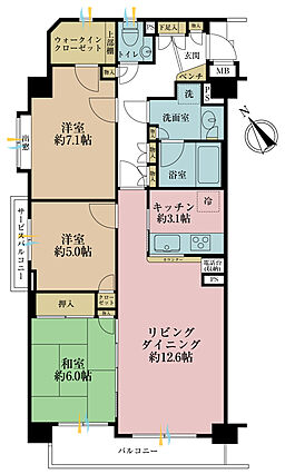 3LDK、専有...