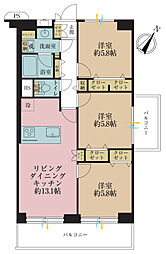 鶴見スカイハイツA棟 3LDKの間取図画像