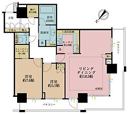 ザ・クレストタワー 2LDKの間取図画像
