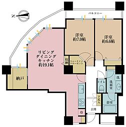 西戸山タワーホウムズセントラルタワー 2SLDKの間取図画像