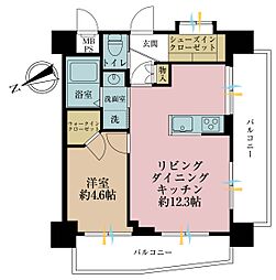 モナークマンション後楽園 1LDKの間取図画像