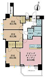 ジェイシティ墨田鐘ヶ淵 3LDKの間取図画像