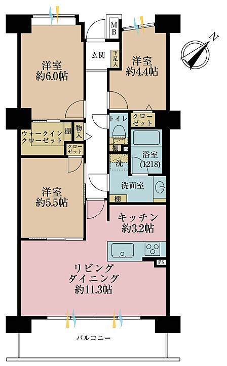 3LDK 間取り